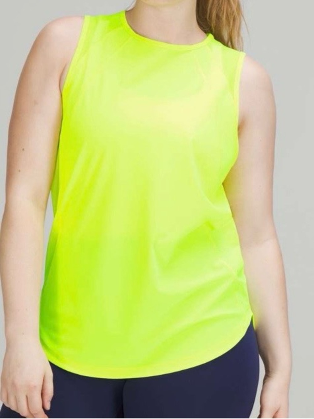 Lululemon Sculpt Tank Top Highlight Yellow Neon Hip Length Workout Athletic
